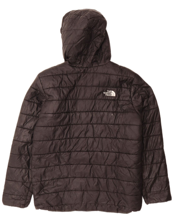 The North Face wattierte Jungenjacke mit Kapuze, 14–15 Jahre, XL, schwarzes Nylon
