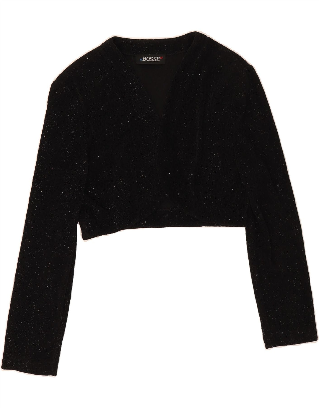 VINTAGE Womens Bolero Top UK 14 Medium Black Flecked Polyester Vintage Vintage and Second-Hand Vintage from Messina Hembry 
