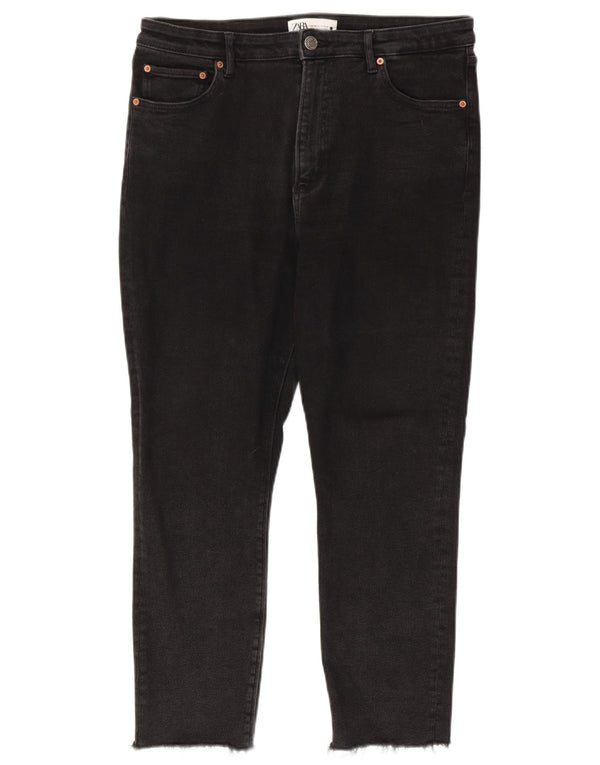 Zara Damen Crop Skinny Jeans EU 44 XL W34 L26 Schwarz