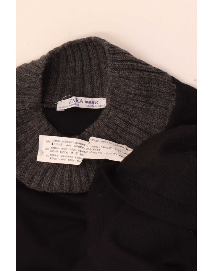 Zara Damen Trafaluc Etuikleid UK 12 Mittelschwarzes Colourblock-Polyester