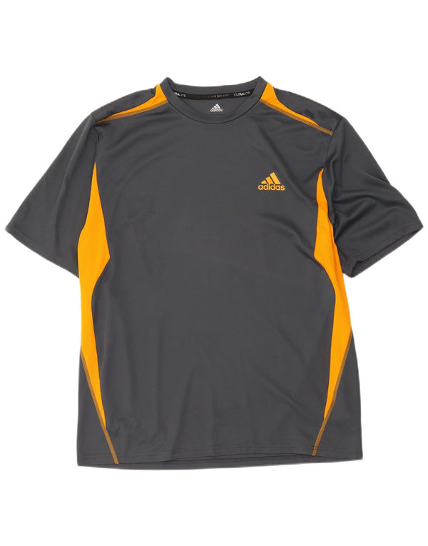 Adidas Herren Climalite T-Shirt Top XL Grau Colourblock Polyester
