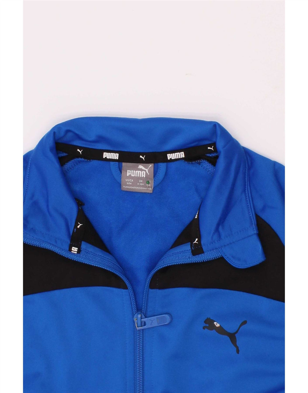 Puma Jungen-Trainingsanzug-Top-Jacke, 9–10 Jahre, blaues Farbblock-Polyester