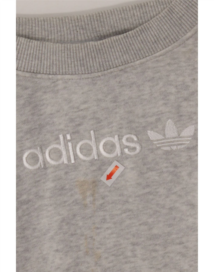 ADIDAS Womens Oversized Graphic Sweatshirt Jumper UK 10 Small  Grey Cotton Vintage Adidas and Second-Hand Adidas from Messina Hembry 