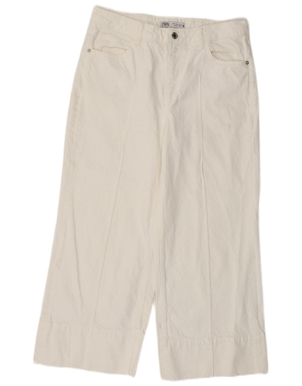 Zara Damen High Rise Wide Leg Jeans EU 38 Small W28 L26 Weiß