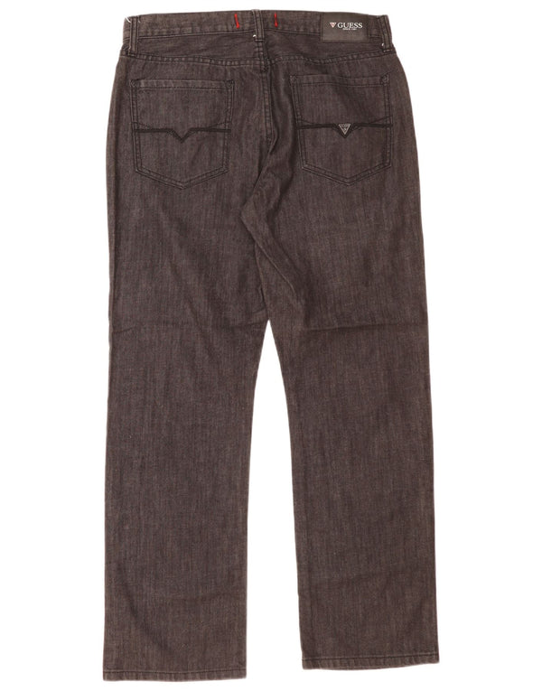 Guess Herren Straight Jeans W33 L30 Graue Baumwolle