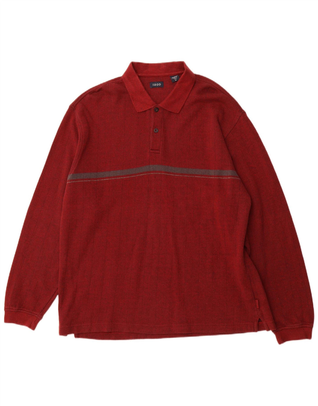 IZOD Herren-Langarm-Poloshirt XL, rot gesprenkelte Baumwolle