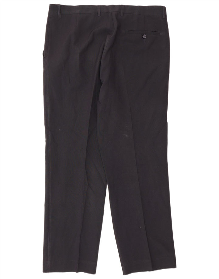 Gerade Herren-Anzughose von Marks & Spencer, W36, L31, marineblaues Polyester