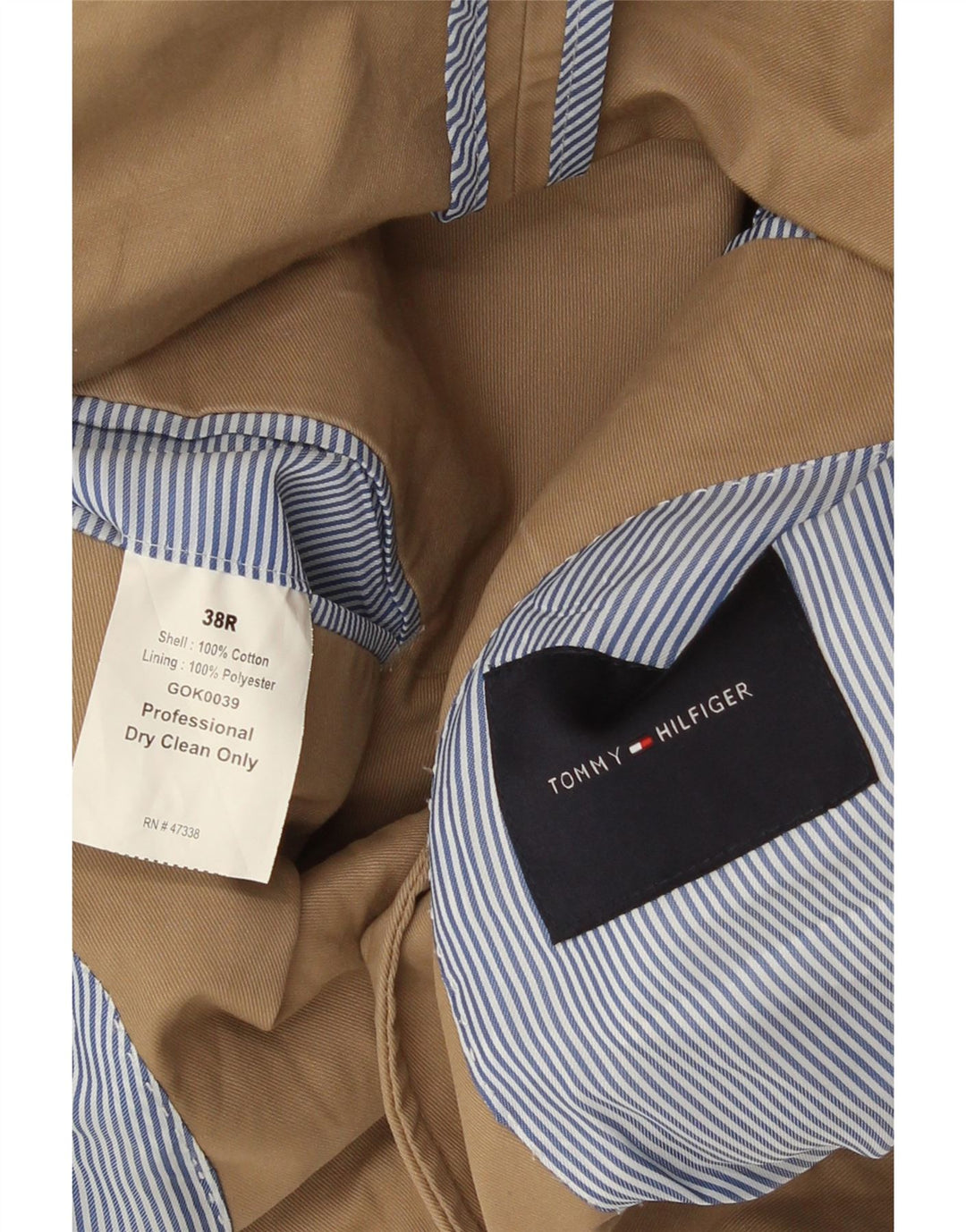 Tommy Hilfiger Herren-Blazer mit 2 Knöpfen, UK 38, mittelbeige Baumwolle