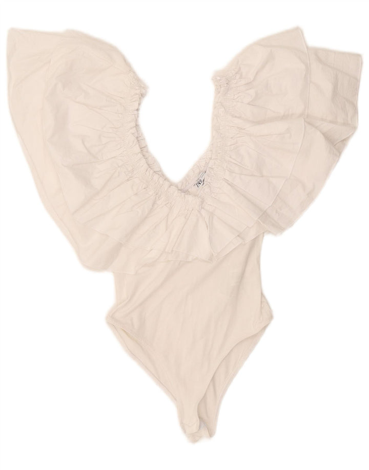 Schulterfreier Damen-Body von Zara, Größe S, Größe S, Weiß, Baumwolle