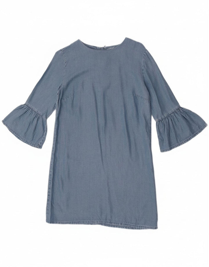 Zara Damen-Etuikleid mit 3/4-Ärmeln, Größe S, Blau, Lyocell