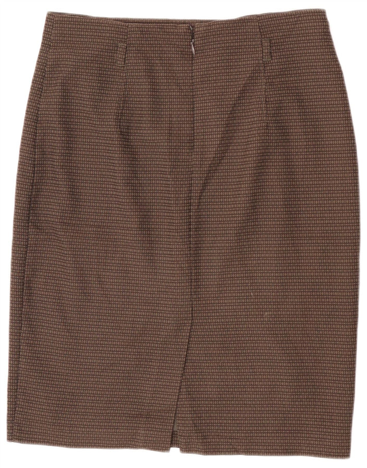 Marks & Spencer Damen-Bleistiftrock W32, groß, braun, geometrisch, Polyester