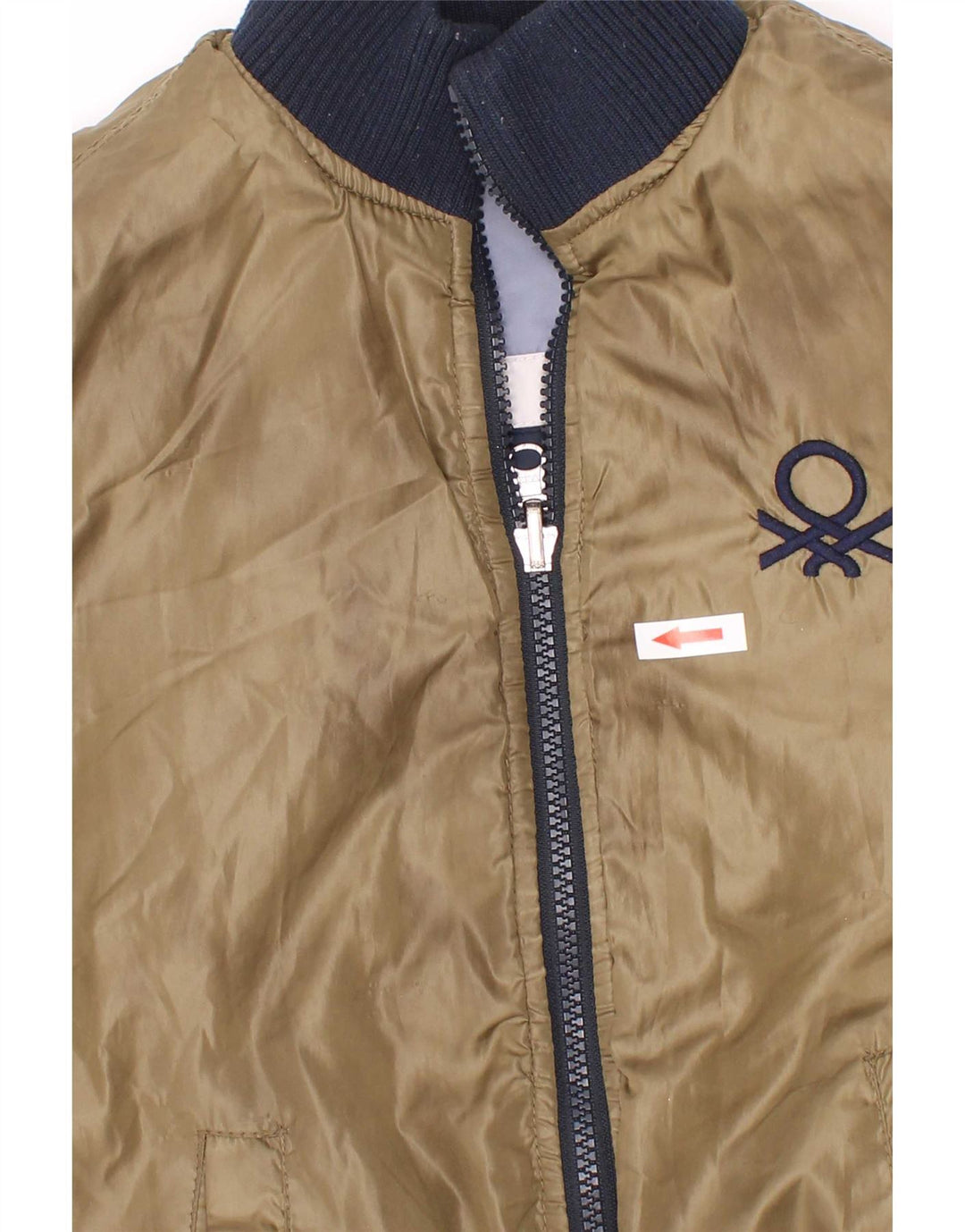 Benetton Wattierte Jacke mit Grafik für Jungen, 7–8 Jahre, Mittelblau, Farbblock