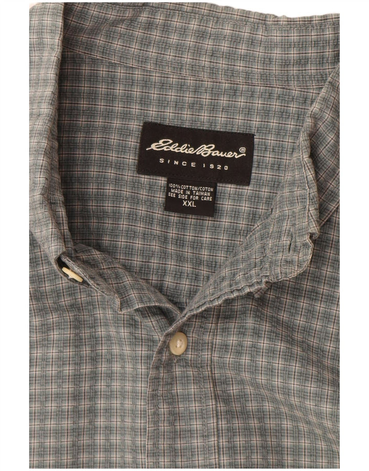 Eddie Bauer Herren Kurzarmhemd 2XL Grau Gingham Baumwolle