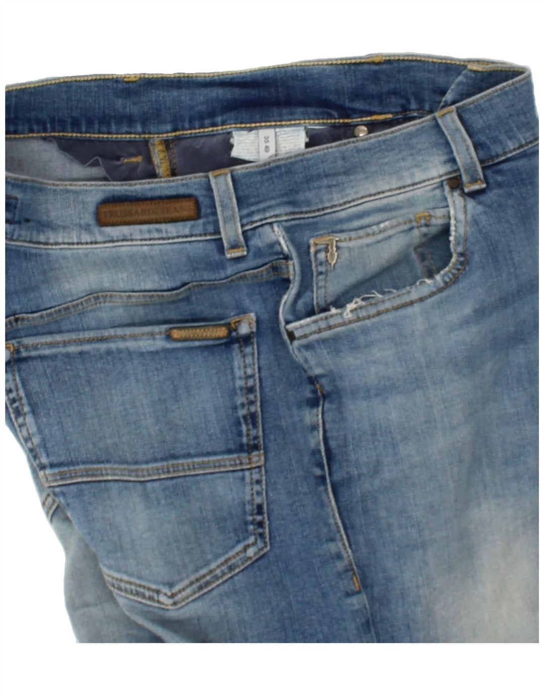 TRUSSARDI Mens Slim Jeans W32 L27  Blue Polyester Vintage Trussardi and Second-Hand Trussardi from Messina Hembry 