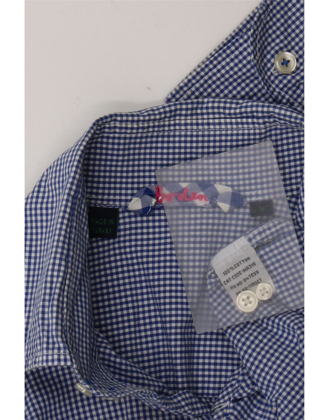 Boden Herrenhemd aus mittelblauer Gingham-Baumwolle