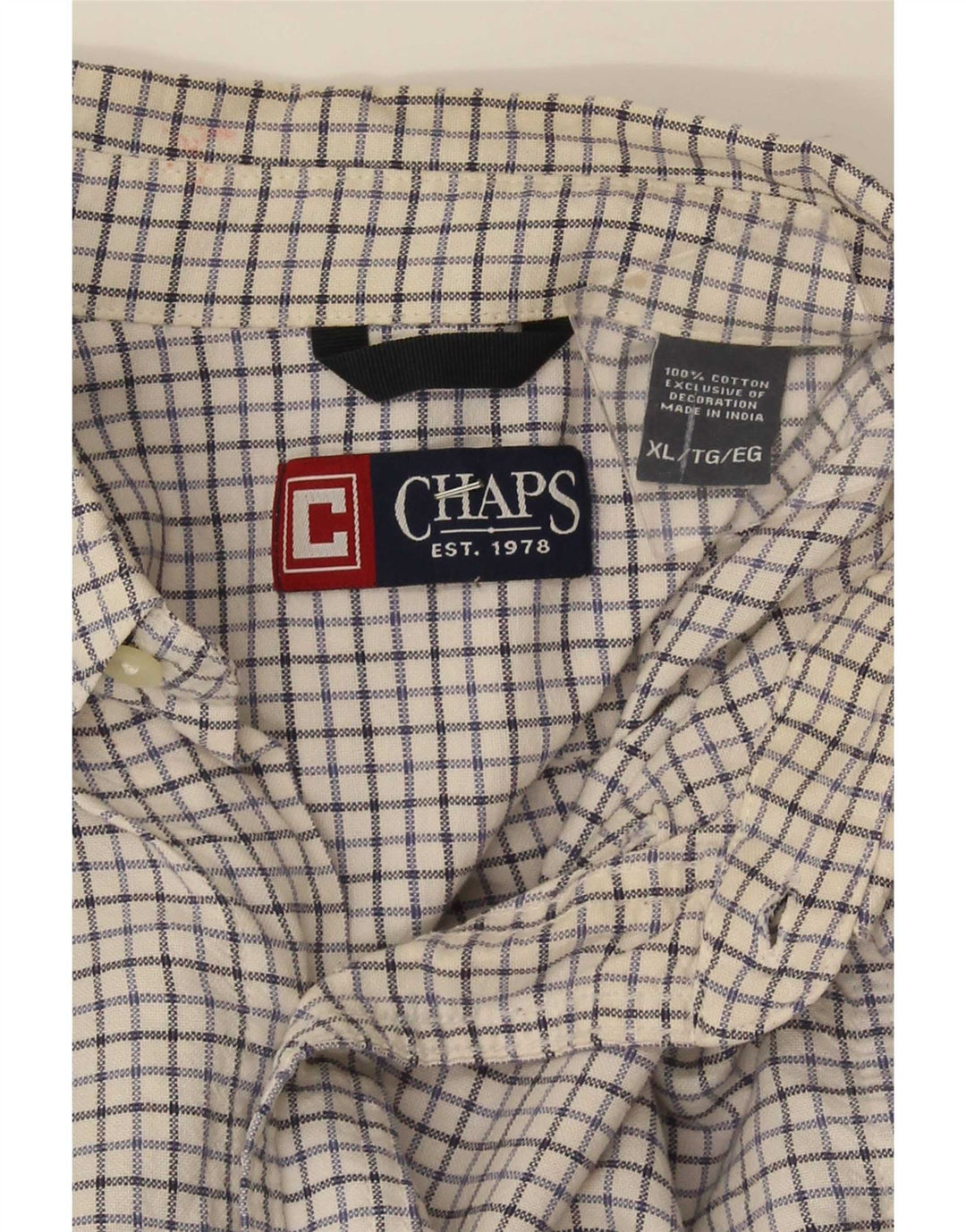Chaps Herren-Hemd, reguläre Passform, XL, weiß kariert, Baumwolle