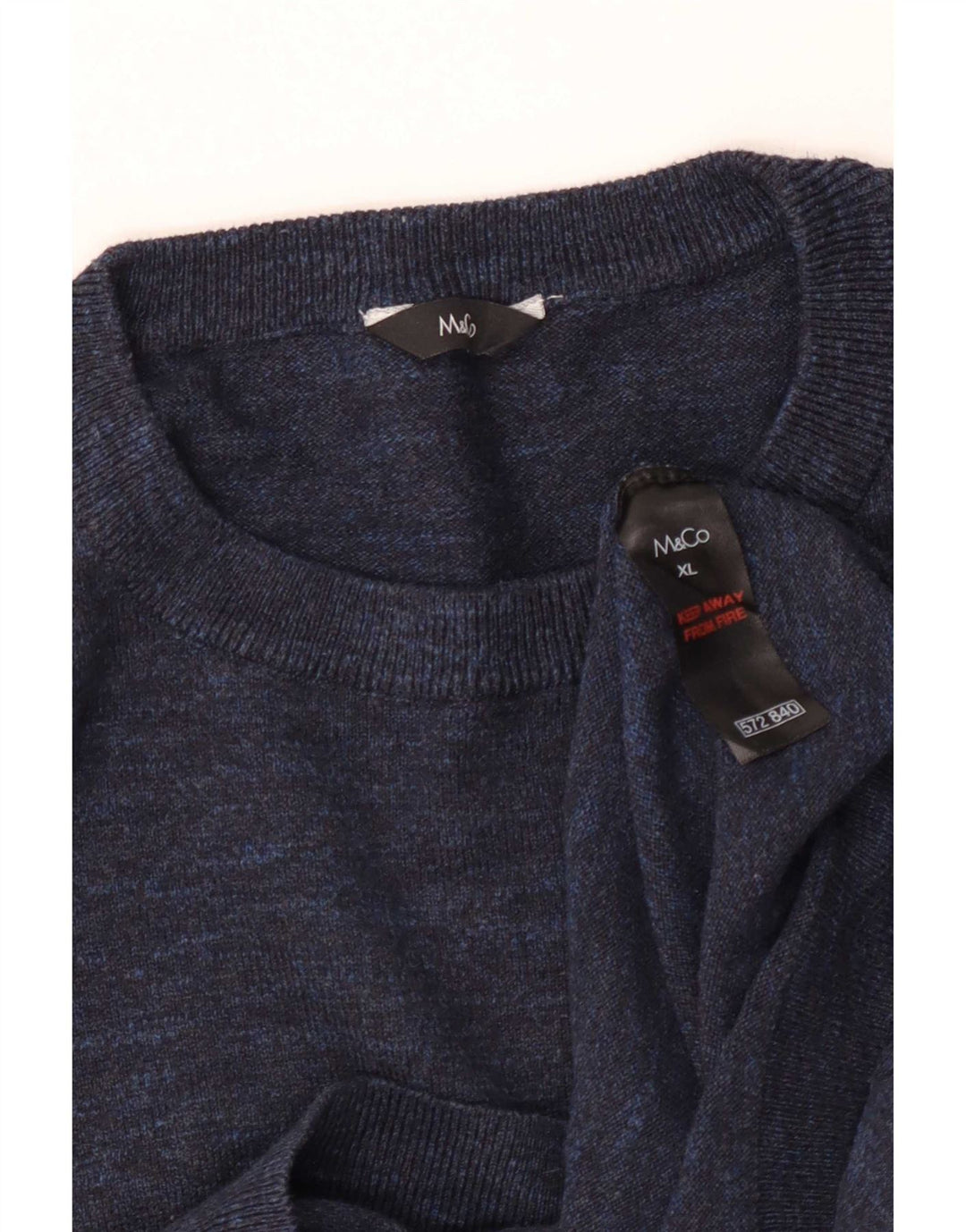 M&Co Herren-Pullover mit Rundhalsausschnitt, XL, marineblaue Baumwolle