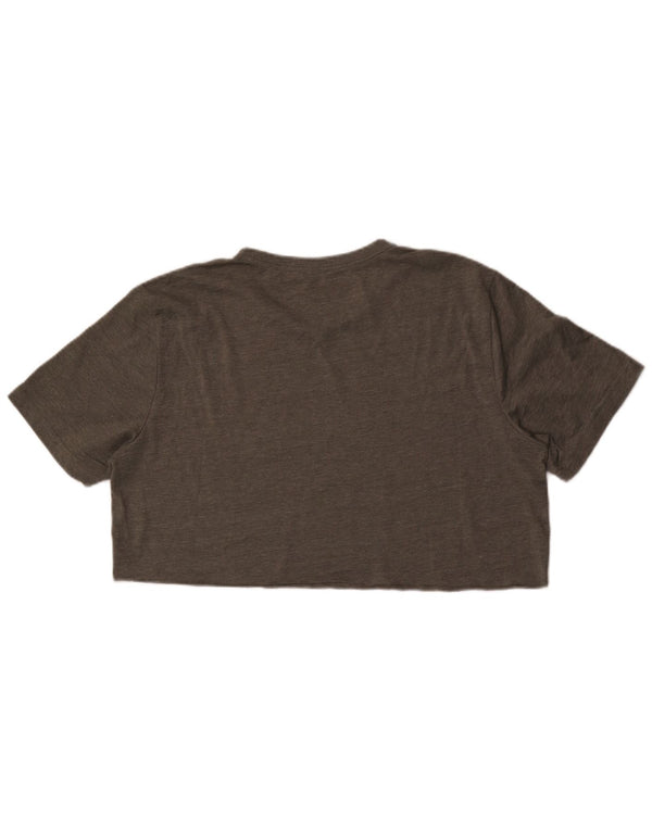 Puma Damen Crop Graphic T-Shirt Top UK 16 Large Grau meliert