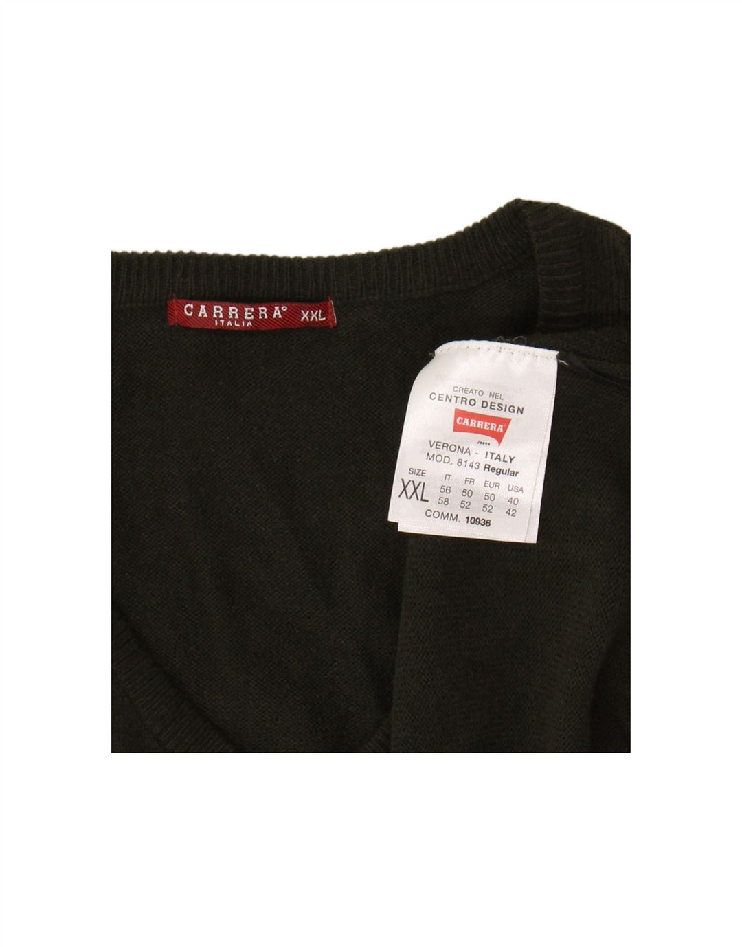 CARRERA Mens V-Neck Jumper Sweater 2XL Green Acrylic