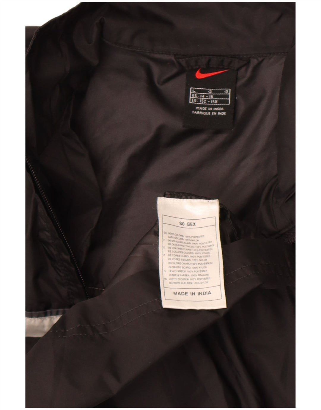 Nike Regenjacke für Jungen, 14–15 Jahre, groß, schwarzes Colourblock-Polyester