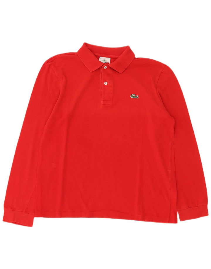 LACOSTE Herren-Langarm-Poloshirt, Größe 3, klein, rote Baumwolle