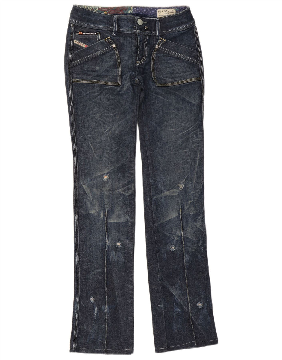 Diesel Damen Reckfly Bootcut Jeans W26 L32 Marineblaue Baumwolle