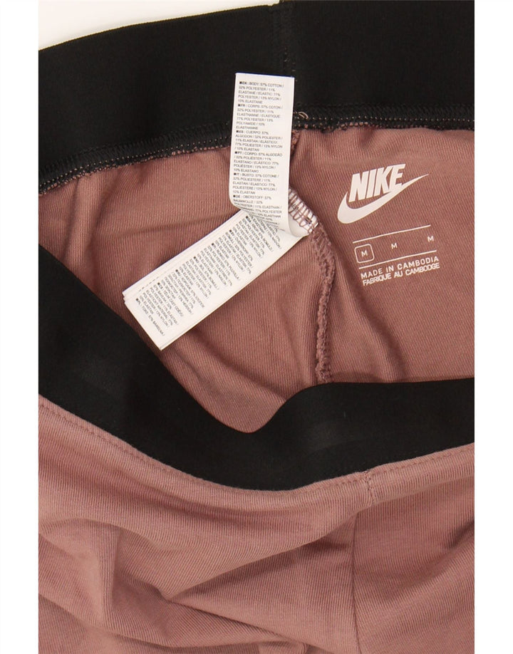 NIKE Womens Graphic Leggings UK 12 Medium  Pink Colourblock Cotton
