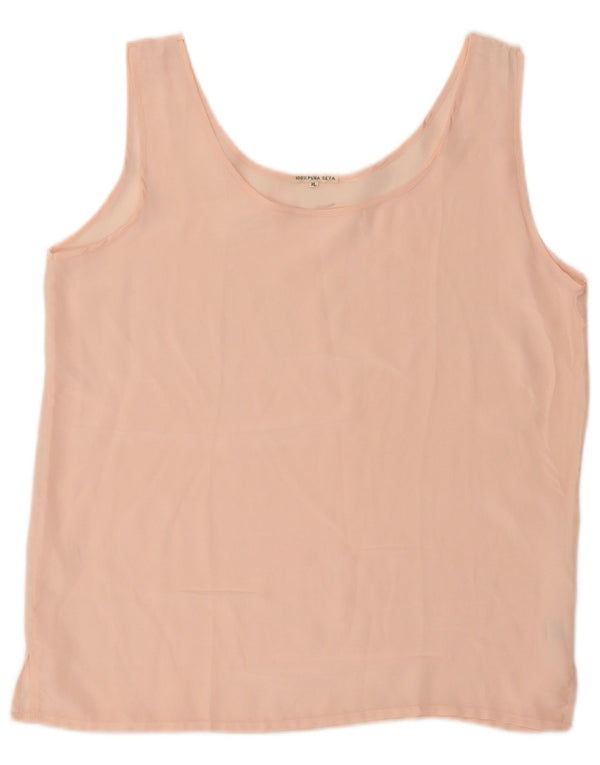 Vintage Damen Ärmelloses Blusentop UK 18 XL Rosa Seide