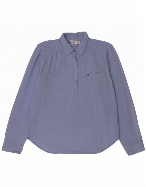 Hollister Damen Pullover-Hemd UK 14 mittelblaue Baumwolle