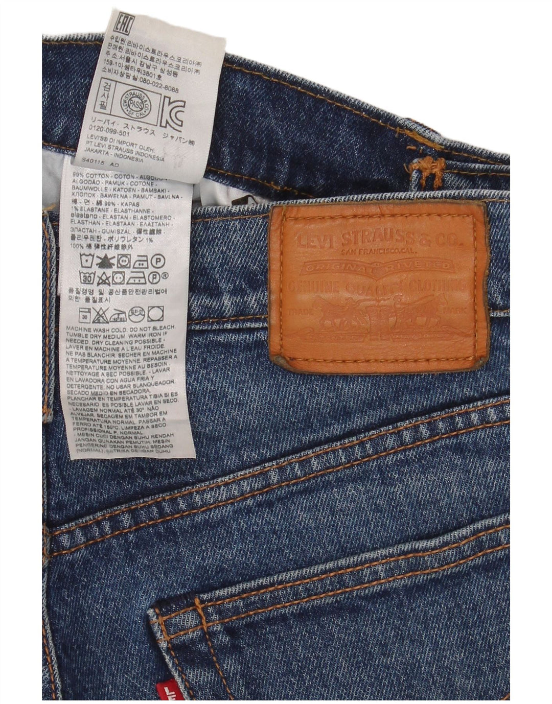 Levi's Damen Straight Jeans W27 L28 Blaue Baumwolle