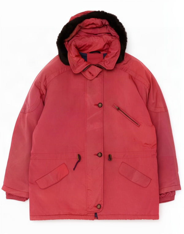 Vintage Womens Hooded Oversized Parka Jacket IT 48 XL Pink Polyamide