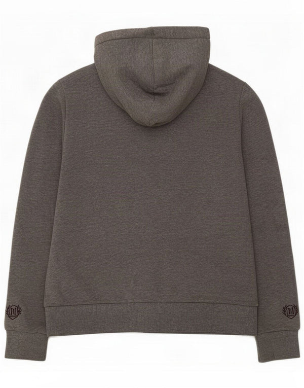 Superdry Womens Graphic Zip Hoodie Sweater UK 12 Mittelgraue Baumwolle