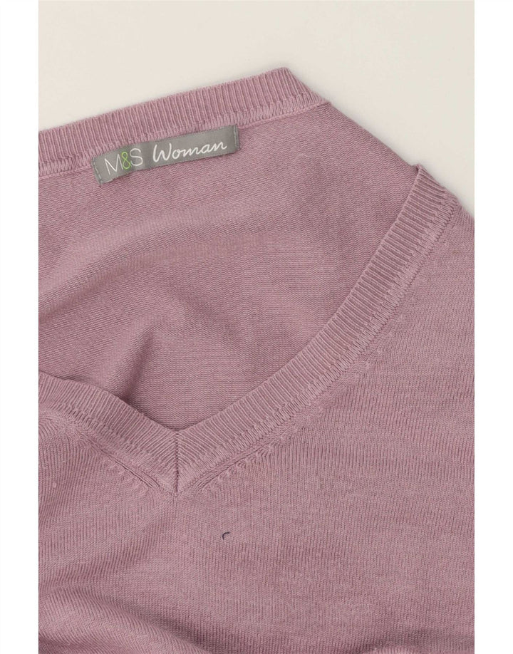 Marks & Spencer Damen-Pullover mit V-Ausschnitt, Gr. 40, Größe L, Lila