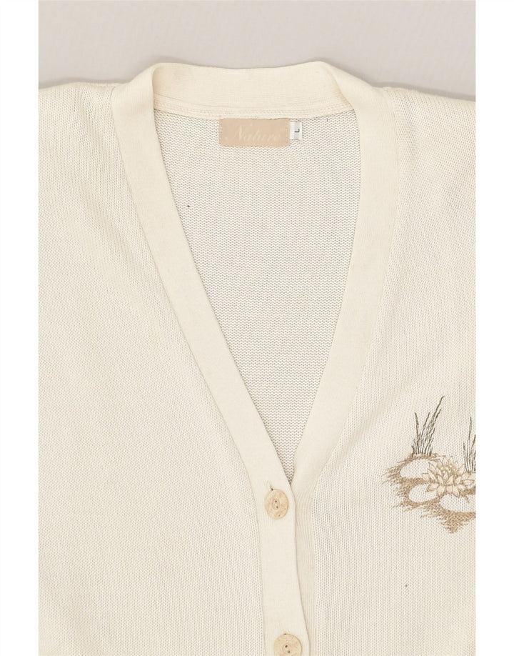 VINTAGE Womens Cardigan Sweater UK 16 Large Off White Acrylic | Vintage Vintage | Thrift | Second-Hand Vintage | Used Clothing | Messina Hembry 