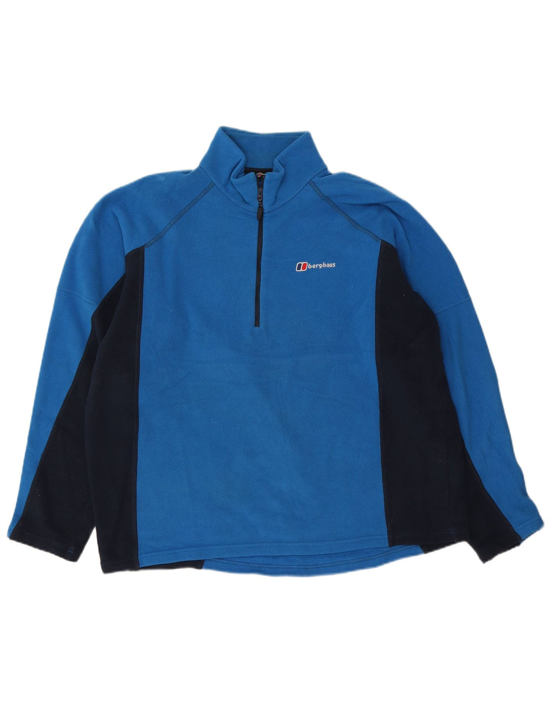 Berghaus Herren-Fleecepullover mit Reißverschluss am Hals, XL, blaues Farbblock-Polyester