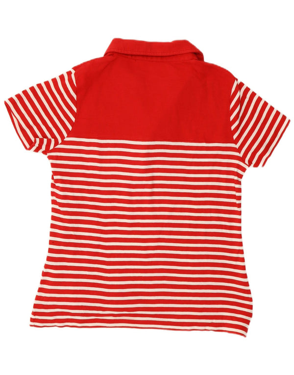 Tommy Hilfiger Damen-Poloshirt mit Grafik, UK 14, groß, rot gestreift, Baumwolle