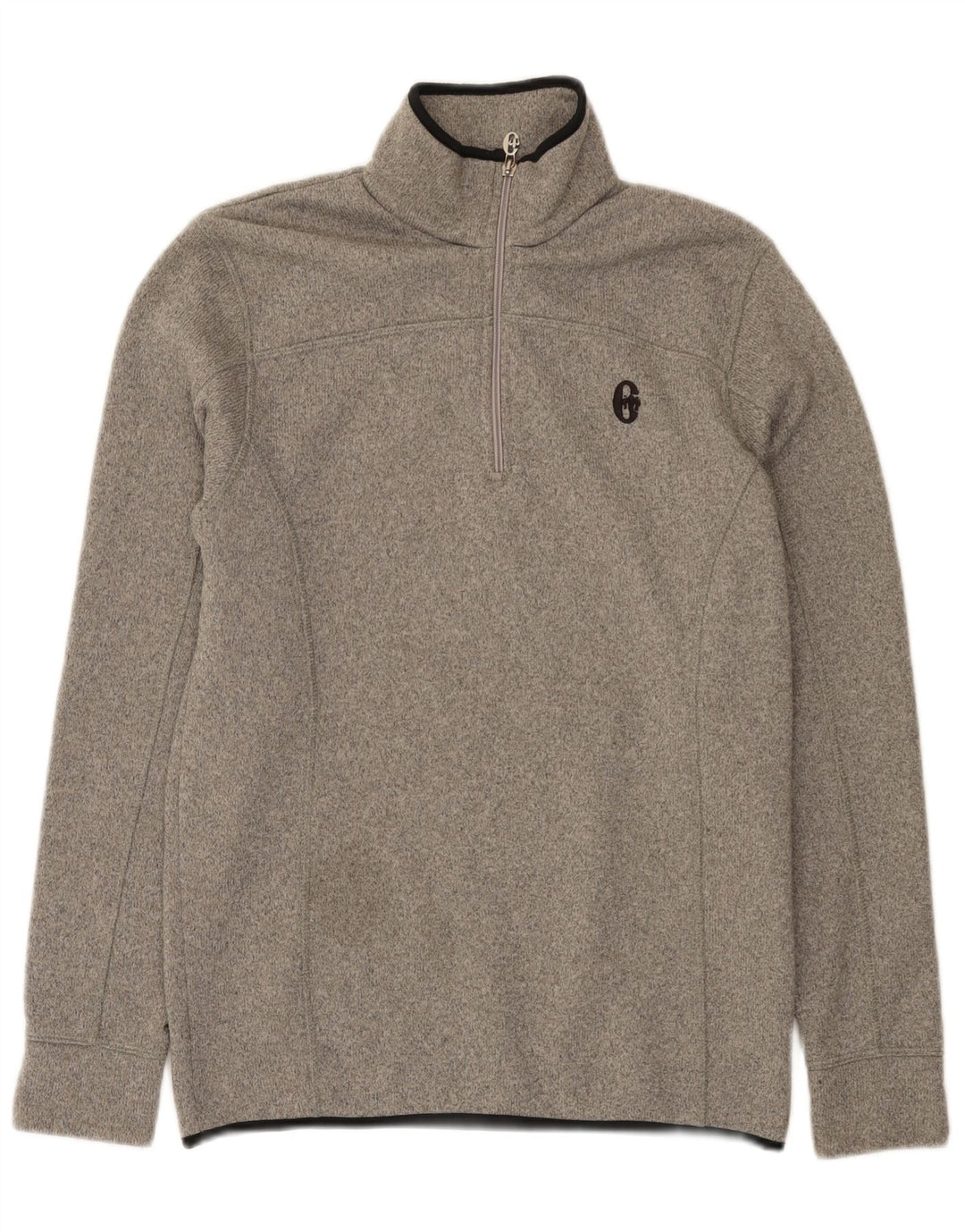 Conte of Florence Herren-Sweatshirt mit Reißverschluss am Hals, Mittelgrau meliert