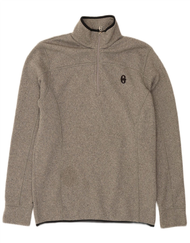 Conte of Florence Herren-Sweatshirt mit Reißverschluss am Hals, Mittelgrau meliert