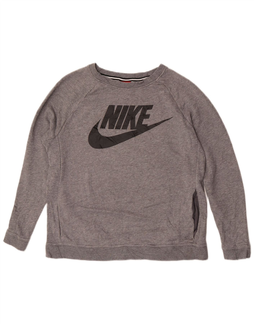 Nike Womens Graphic Sweatshirt Pullover UK 14 Mittelgrau gefleckte Baumwolle