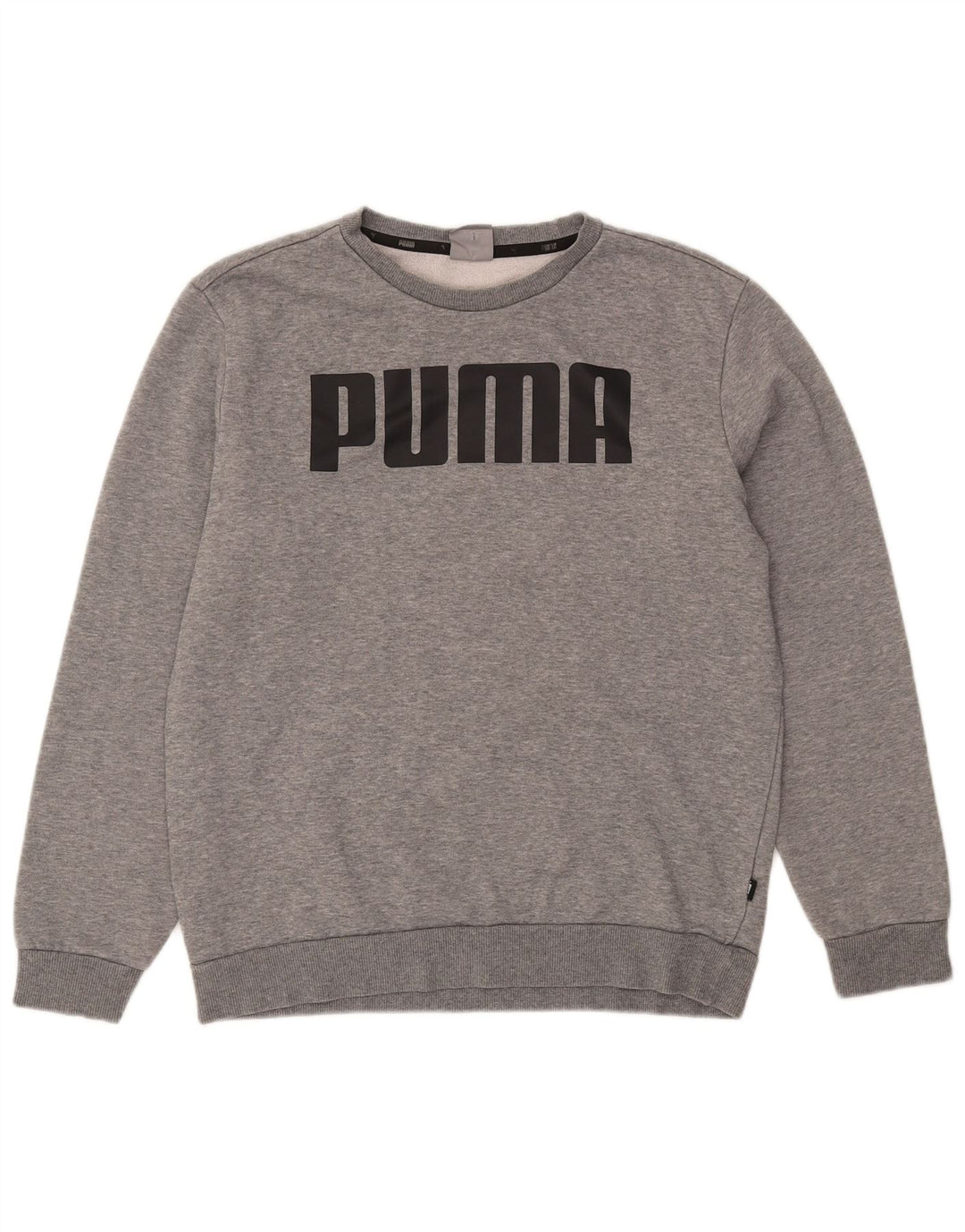 Puma Herren Grafik-Sweatshirt-Pullover aus mittelgrau gesprenkelter Baumwolle