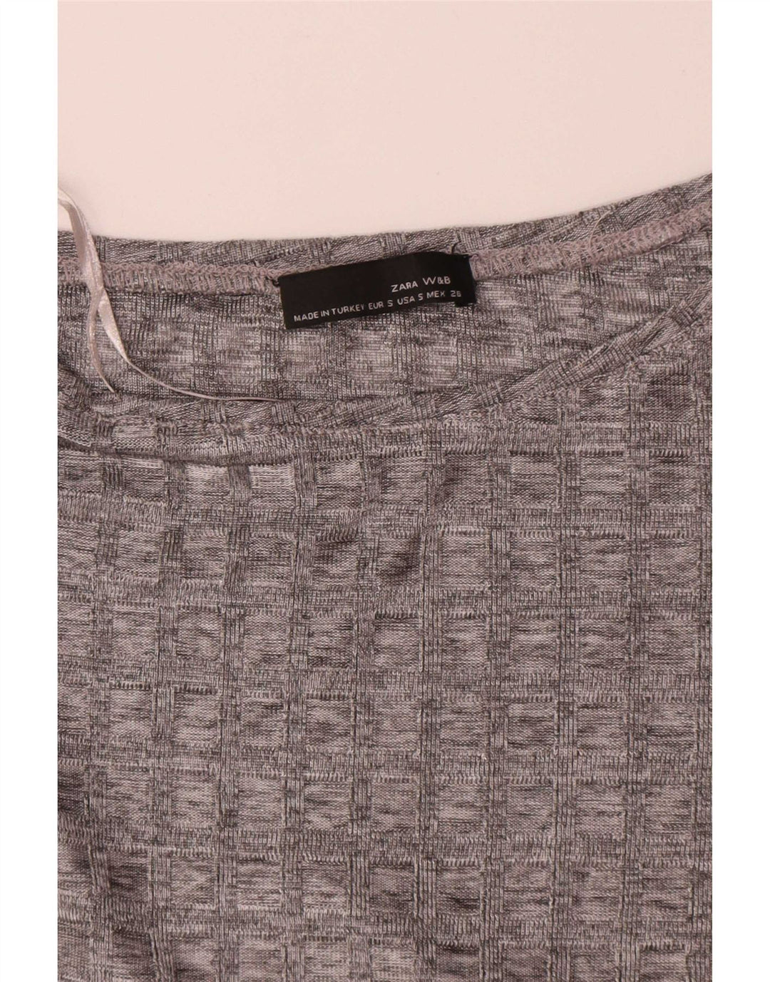 Zara Damen Langarm-Tunika-Oberteil UK 10 Small Grey Check