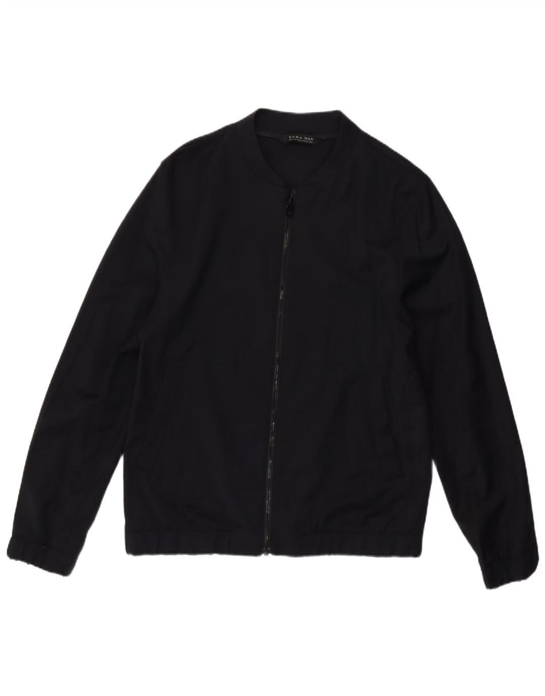 Zara Herren Bomberjacke UK 38 Mittelmarineblaue Wolle