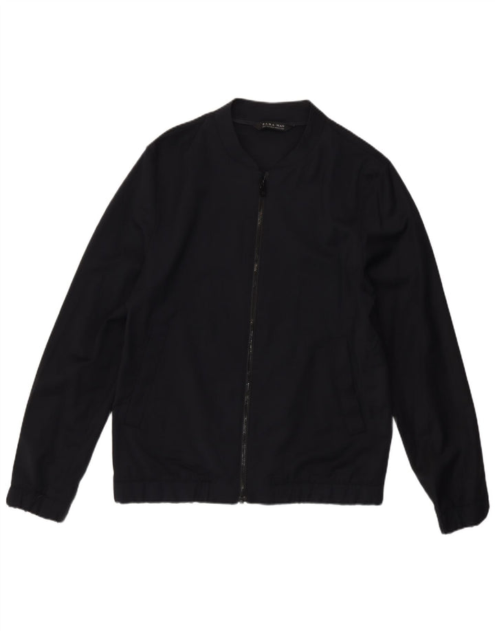 Zara Herren Bomberjacke UK 38 Mittelmarineblaue Wolle
