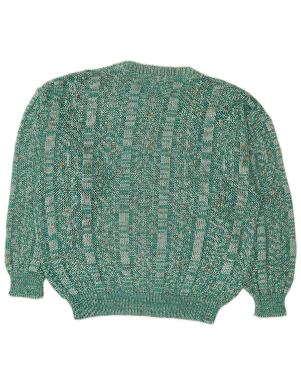 Vintage Damen Pullover mit U-Boot-Ausschnitt, UK 14, mittelgrün meliert