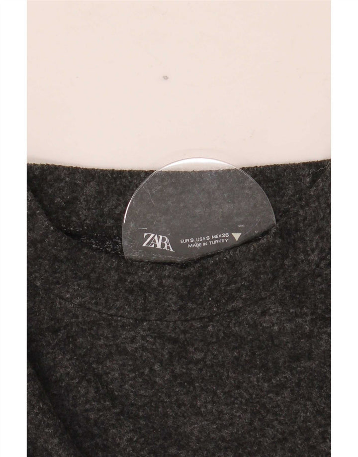 Zara Damen Top Langarm UK 10 Small Grau