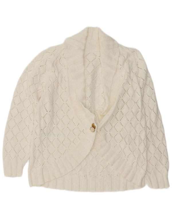 Vintage Damen Cardigan Pullover UK 16 Groß Weiß