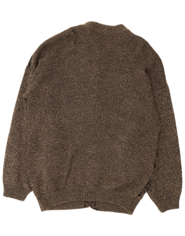Vintage Herren Cardigan Pullover Groß Grau Fair Isle