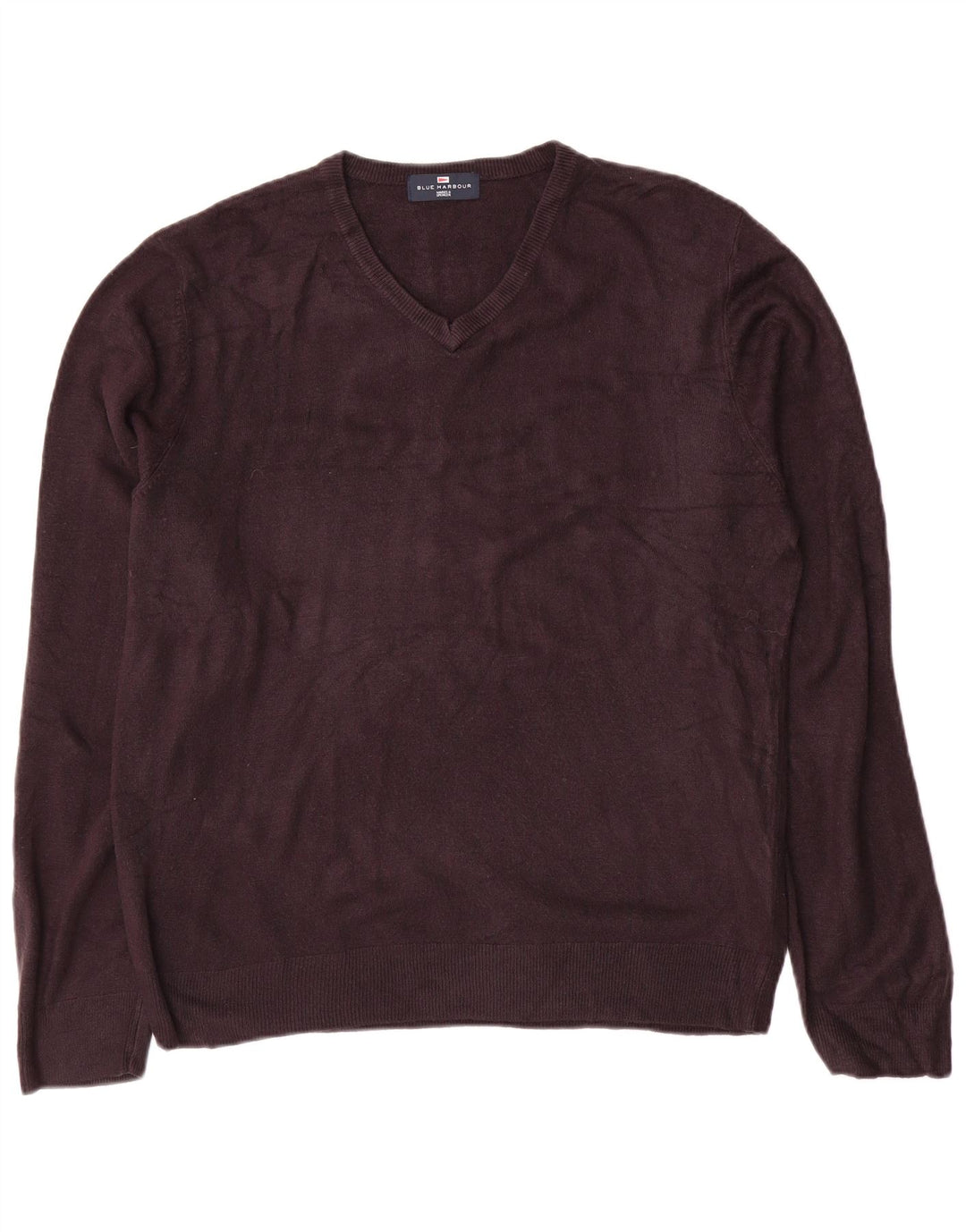 Marks & Spencer Herren Blue Harbour Pullover mit V-Ausschnitt, Größe L, Marineblau