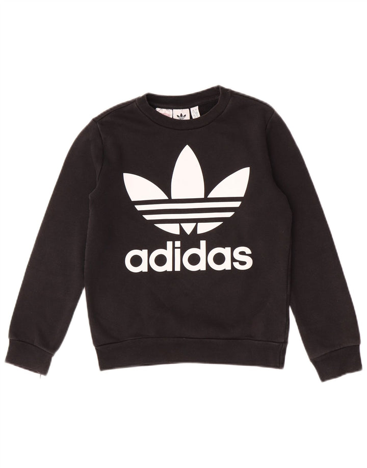Adidas Jungen Grafik-Sweatshirt-Pullover 9–10 Jahre, schwarze Baumwolle