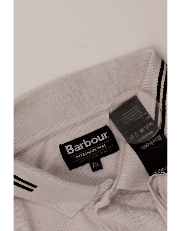 BARBOUR Herren Poloshirt 2XL weiß gestreift aus Baumwolle